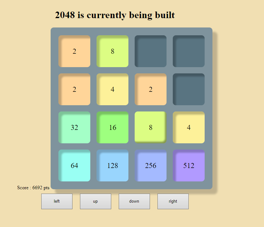 Game of 2048 my own way